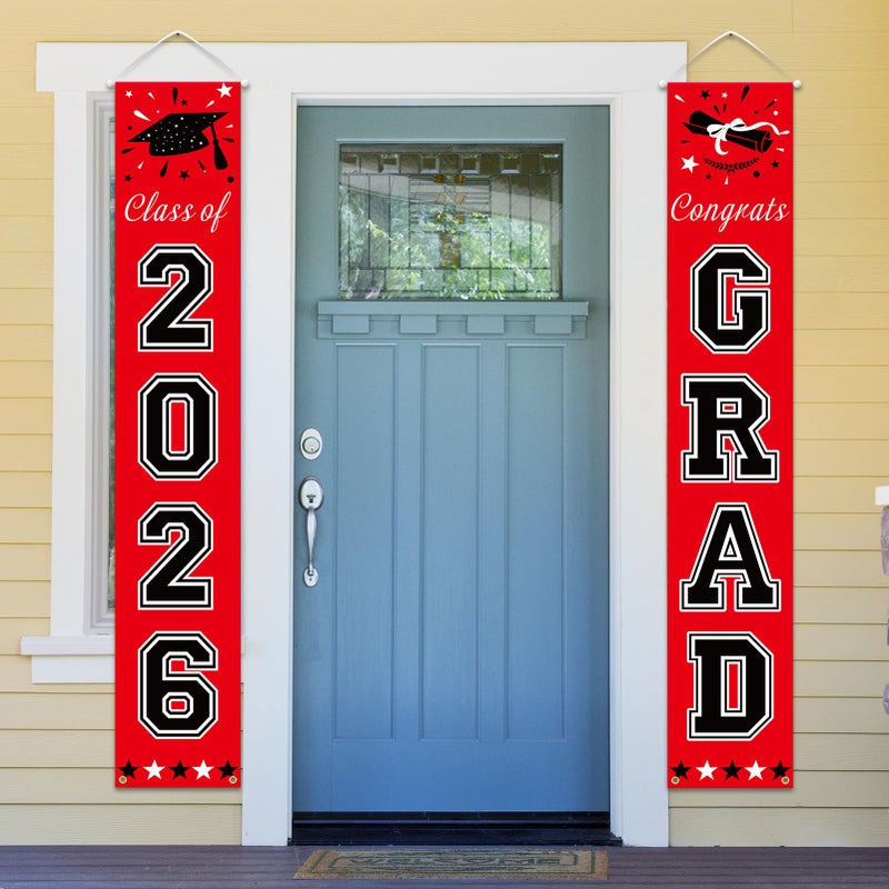 DAZONGE Graduation Decorations 2026, Red and Black Class of 2026 Decorations Graduation Banners for Any Schools or Grades Party Favor - Image 2